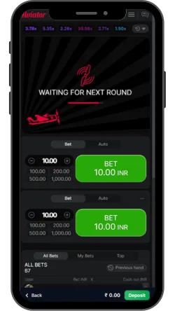 Bet options in Aviator demo game